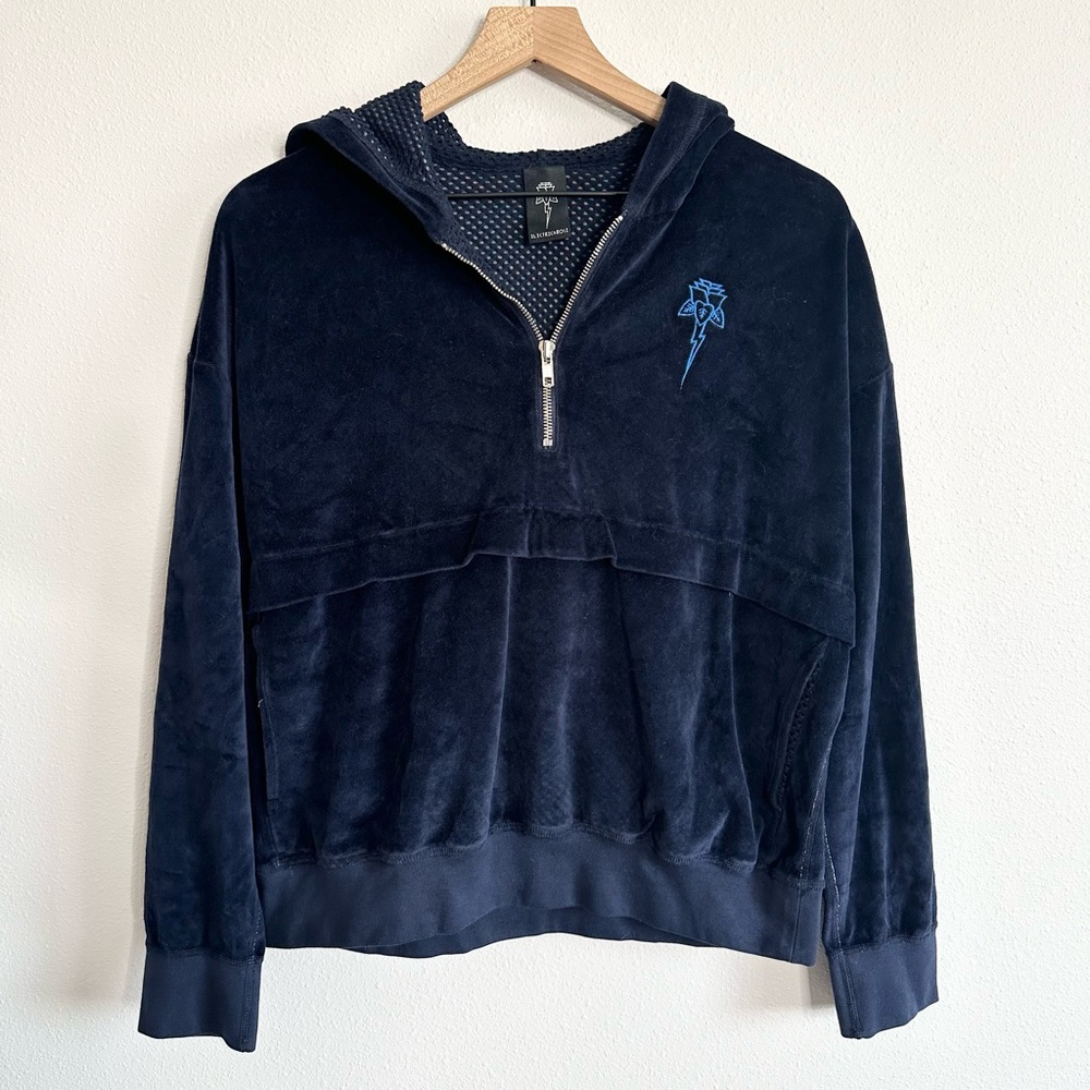 NWT Electric & Rose Navy Velour Hoodie Sweatshirt Small